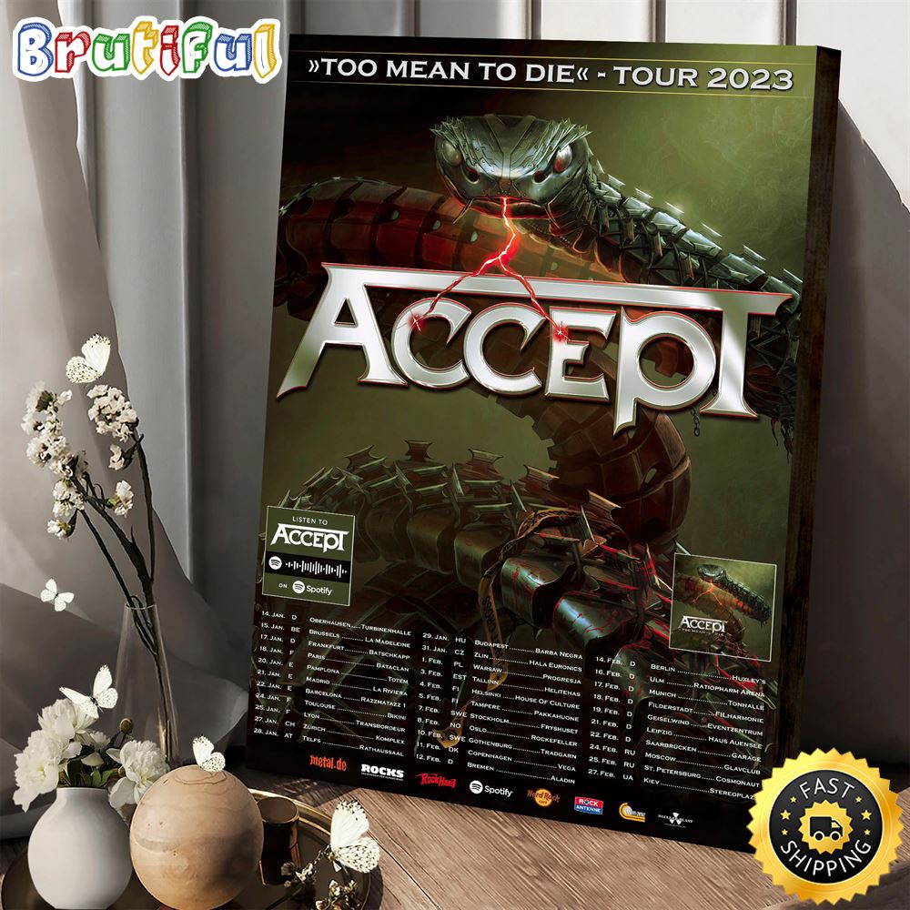 Accept 2023 New European Tour Dates 2023 Announced Poster Canvas