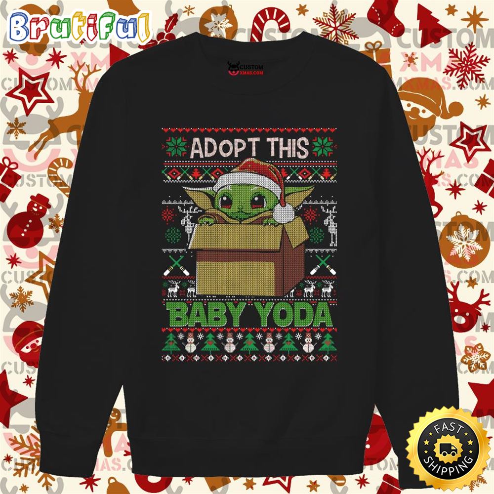 Adopt This Baby Yoda Christmas 2022 Ugly Christmas Sweater