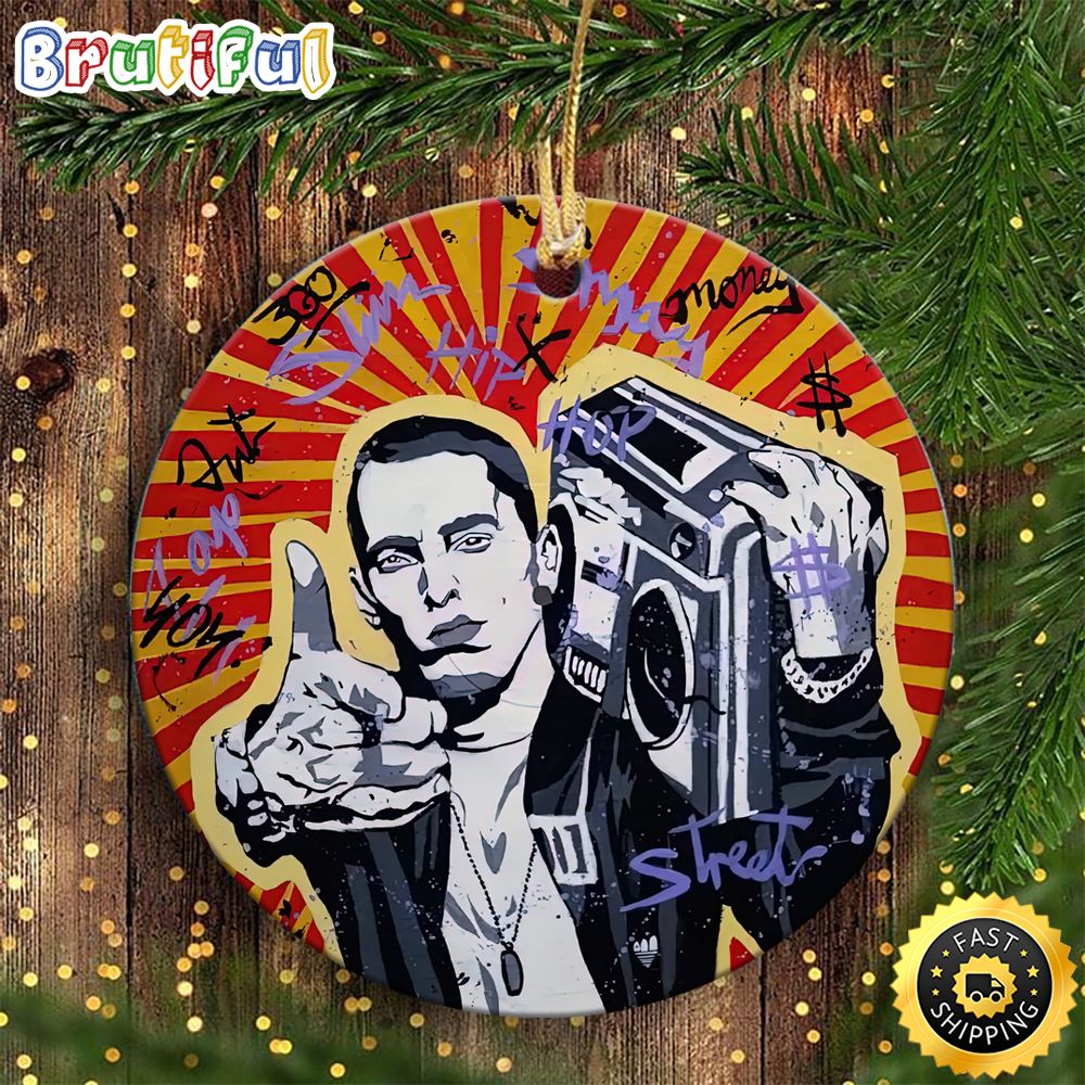 American Rapper Eminem Art Hip Hop Christmas Ornament
