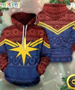 Captain Marvel Sign Protector of Christmas Skies Marvel Christmas All Over Print Shirt