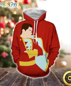 Captain Marvel Superhero Shazam Stand Pose Trendy Red Marvel Christmas All Over Print Shirt