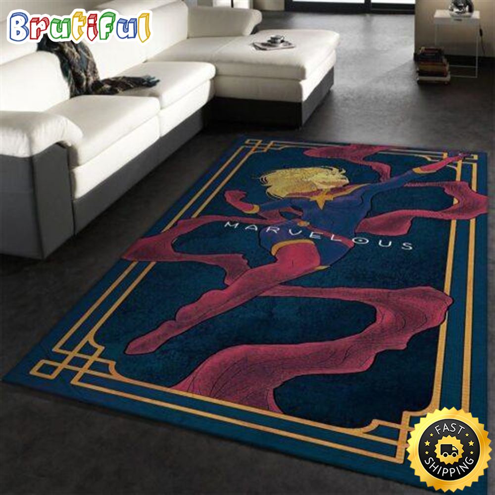 Captain Marvel Avengers Superheroes Love Marvel Christmas Rug