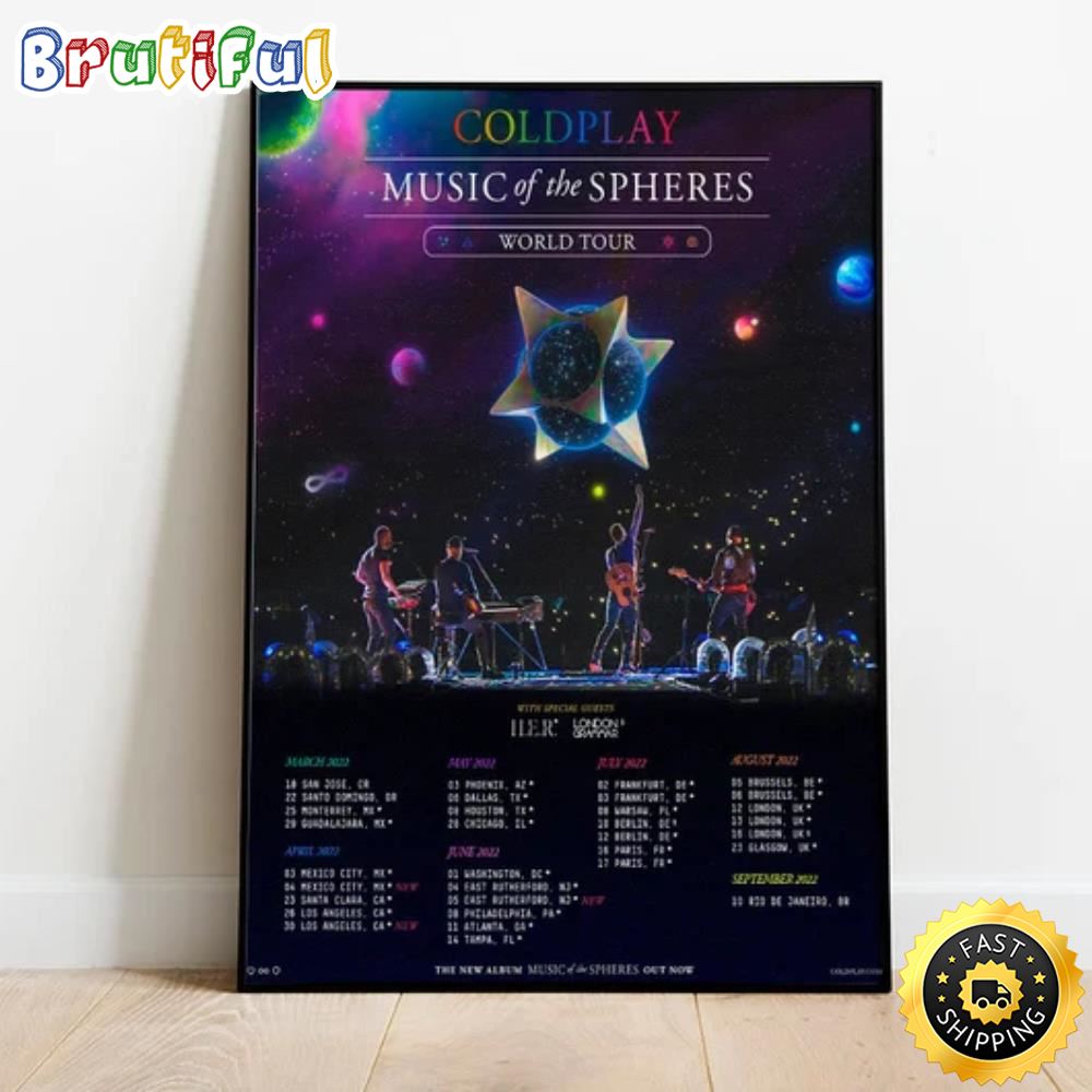 Coldplay Music Of The Spheres World Tour 2022 2023 Dates Poster Canvas