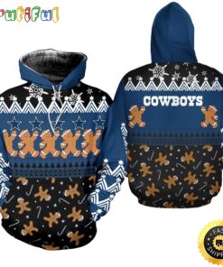 Dallas Cowboys Christmas Gingerbread Man Football NFL All Over Print Hoodie Shirt