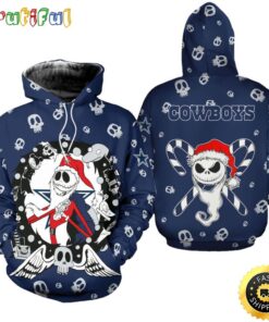 Dallas Cowboys Christmas Jack Skellington NFL All Over Print Hoodie Shirt
