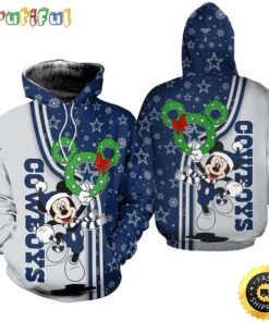 Dallas Cowboys Christmas Mckey Football NFL All Over Print Hoodie Shirt