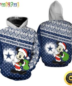 Dallas Cowboys Christmas Mickey Football NFL All Over Print Hoodie Shirt