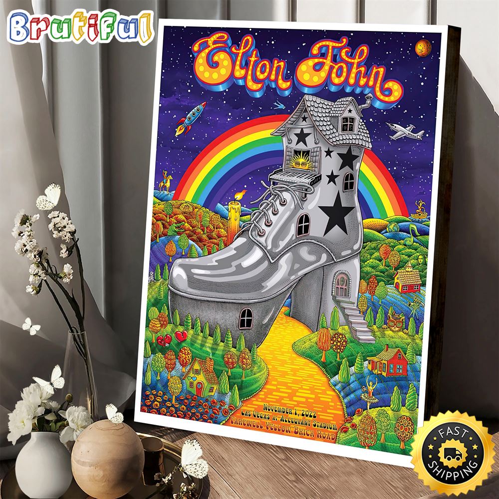 Elton John Farewell Yellow Brick Road Tour 2022 November 1 Las Vegas Poster Canvas