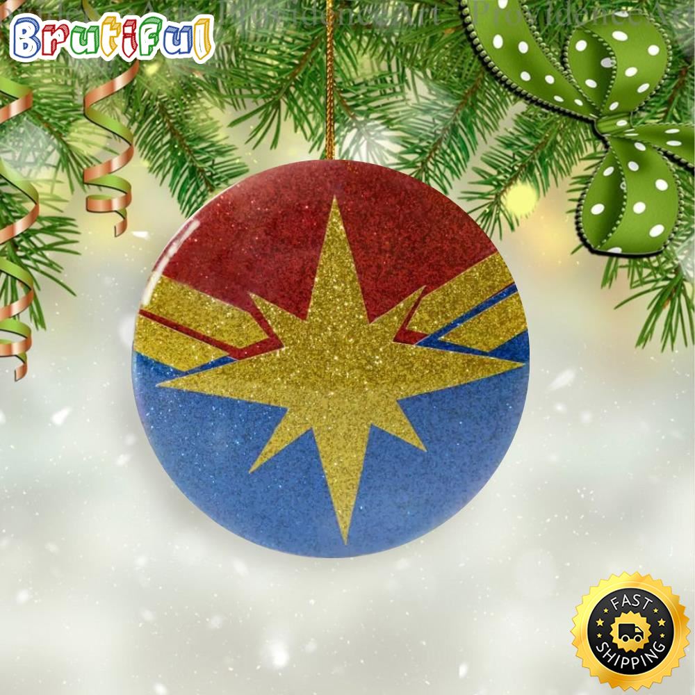 Glittery Captain Marvel Christmas Marvel Christmas Tree Ornament