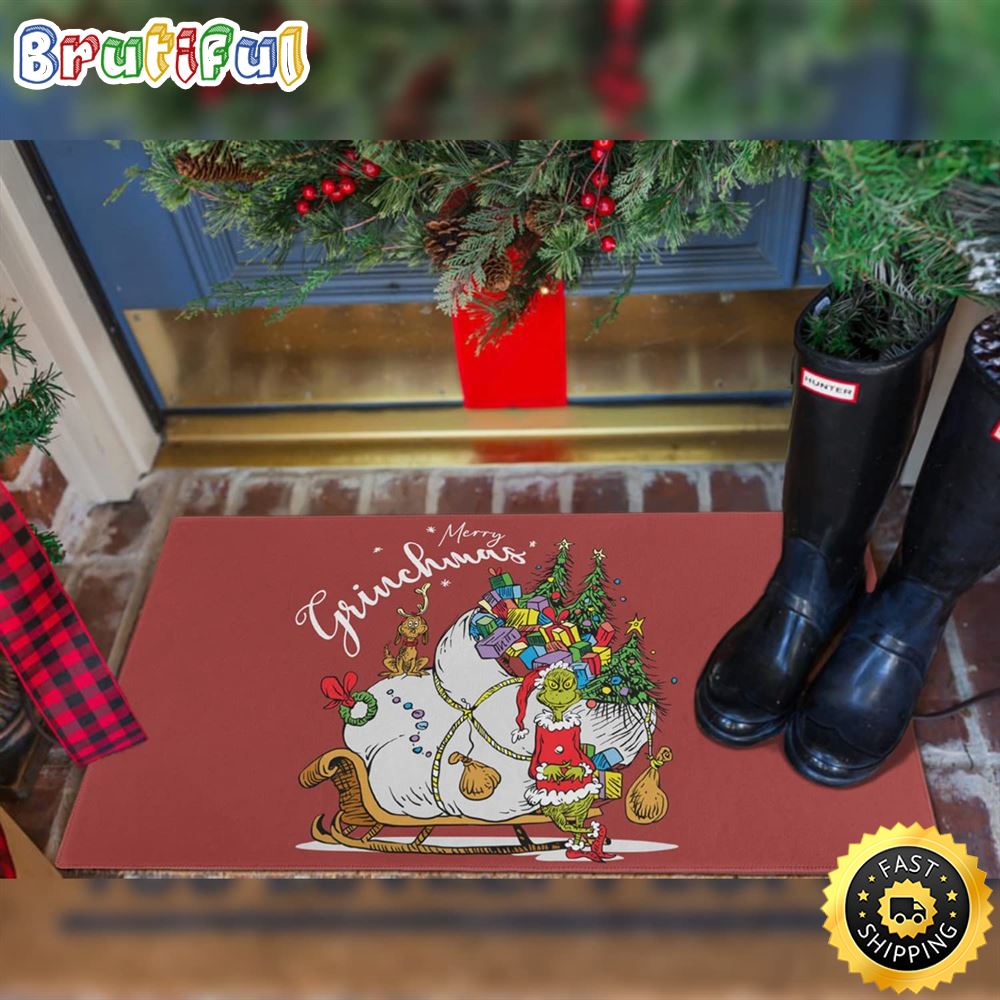 Grinch Doormat Christmas Area Rug Merry Grinchmas