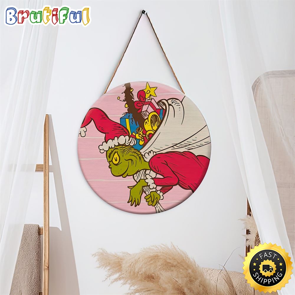 Grinch Santa Claus Christmas Present 2022 Grinch Christmas Sign