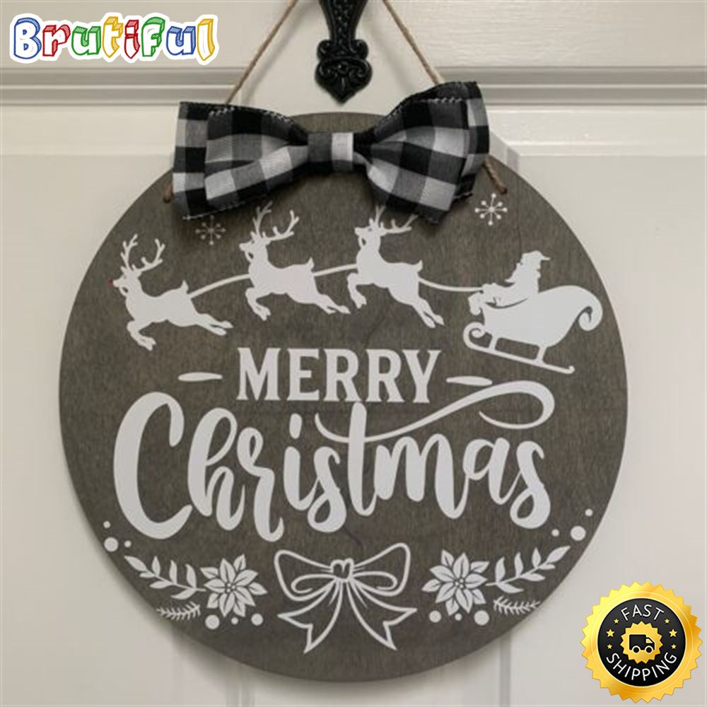 Holiday 2022 Reindeers And Merry Christmas Santa Reindeer Christmas Round Sign