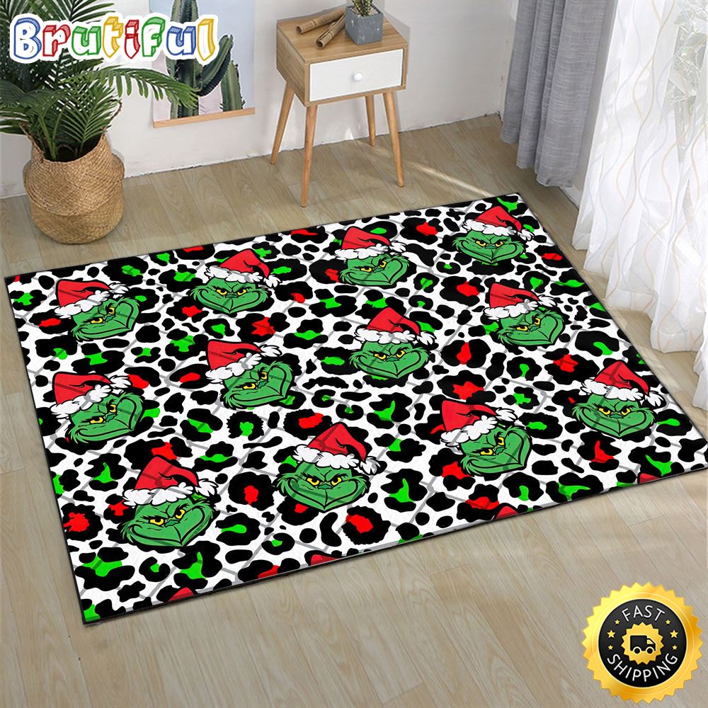 Leopard Christmas Grinch Digital Paper Seamless Pattern Grinch Christmas Rug