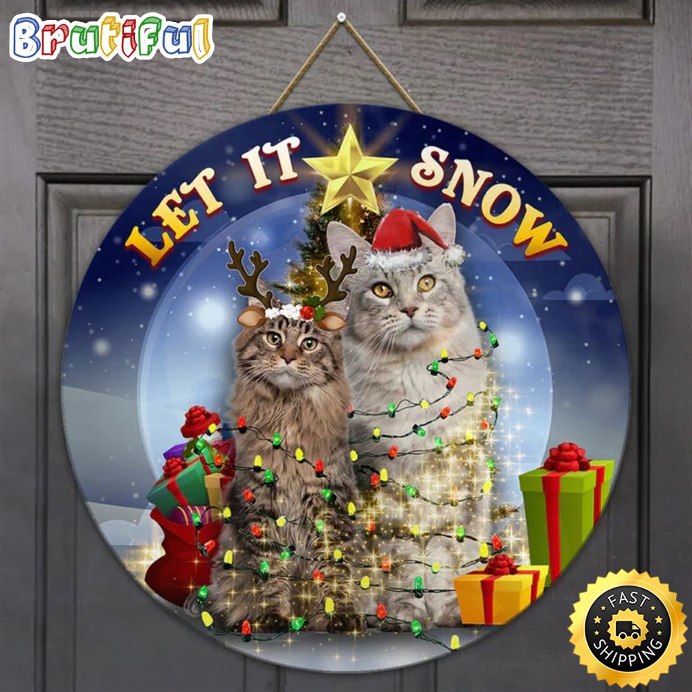 Let It Snow Cat Merry Christmas 2022 Cat Christmas Sign