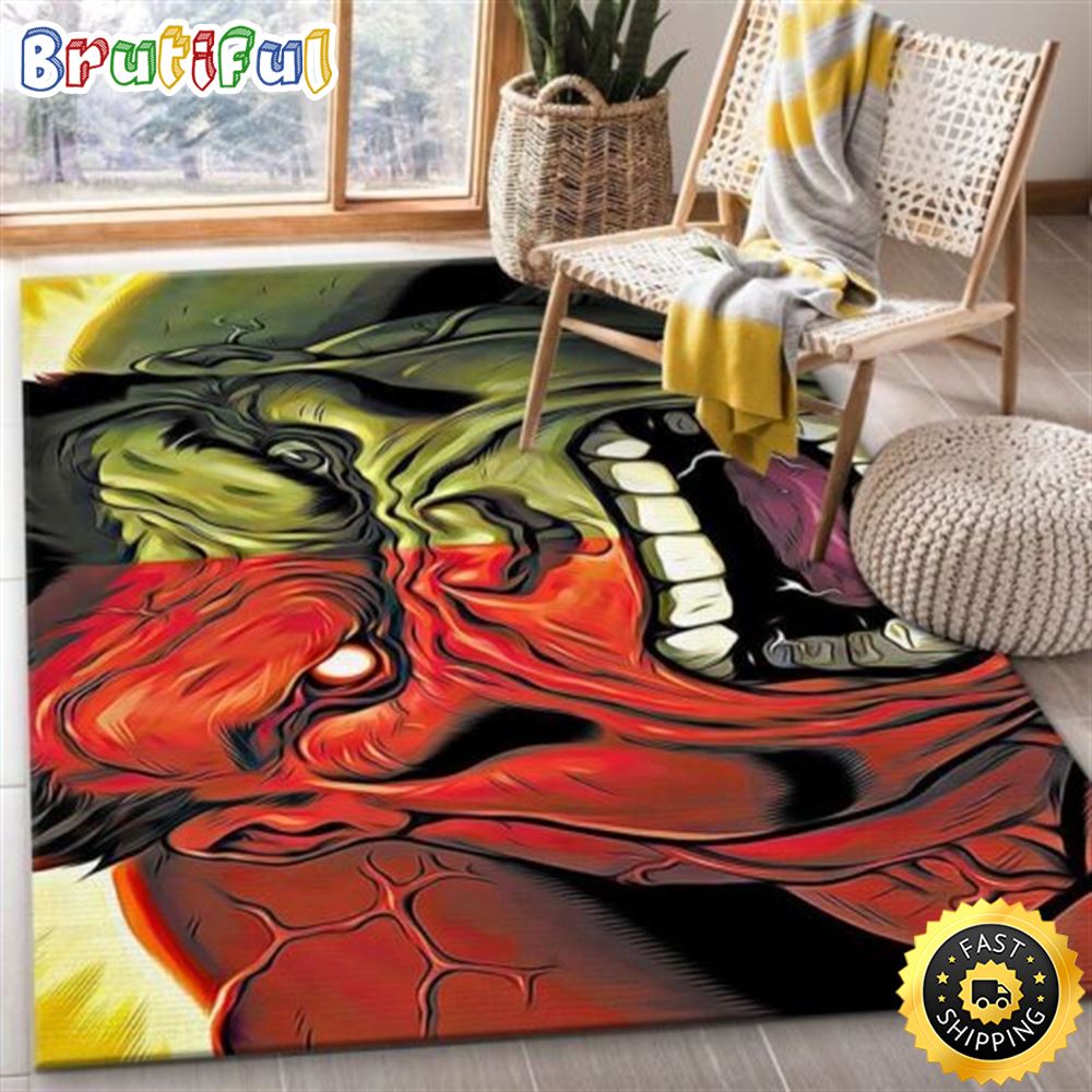 Marvel 2022 Red Hulk Vs Green Hulk Marvel Christmas Rug