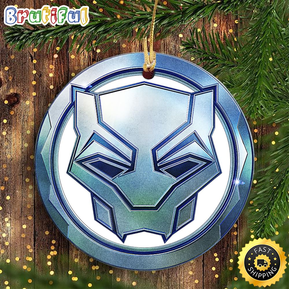 Marvel Black Panther Wakanda Forever Metal Panther Logo Marvel Christmas Ornaments
