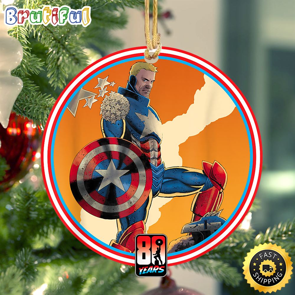 Marvel Iron Man Captain America 80th Anniversary Captain Marvel Ornament