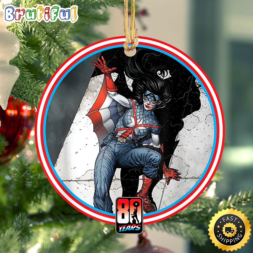 Marvel Spider Woman Captain America 80th Anniversary Captain Marvel Ornament