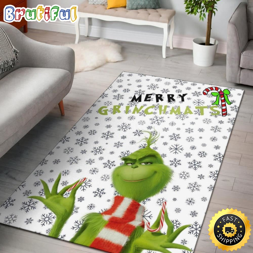 Merry Grinchmats Grinch Smiling Candy Cane Gift The Grinch Rug