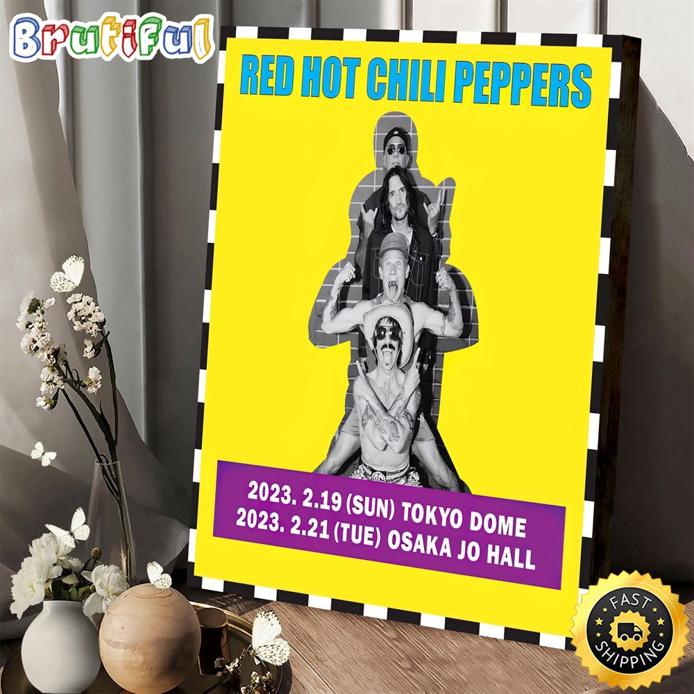 Red Hot Chili Peppers Tour 2023 Brackground Yellow Canvas Poster