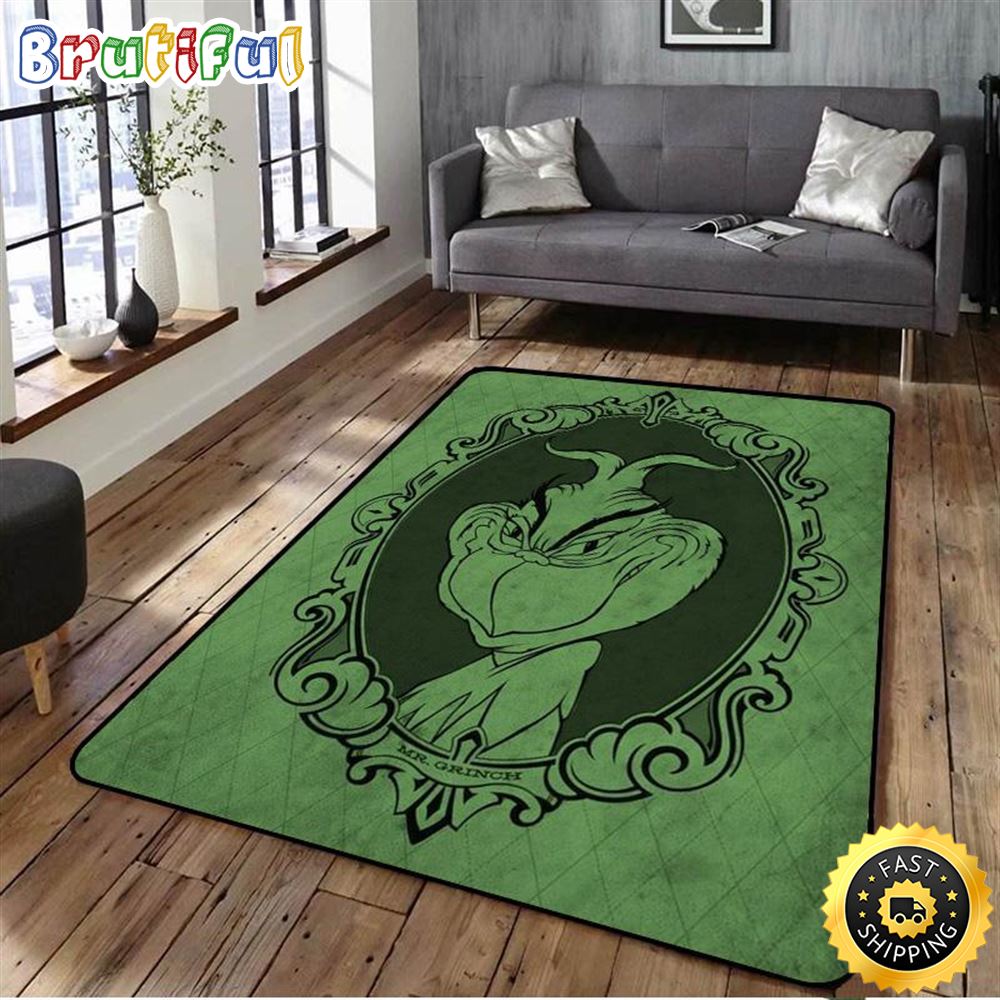 The Grinch Christmas Santa Grinch Green Background Grinch Christmas Rug
