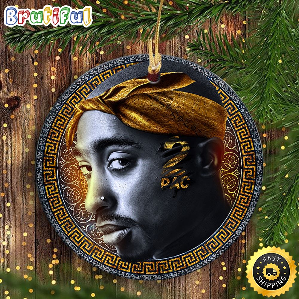 Thug Life 2Pac Makaveli Bandana Hip Hop Christmas Ornament