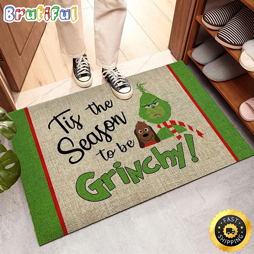 Tis The Season to be Grinchy Grinch Doormat Christmas Area Rug