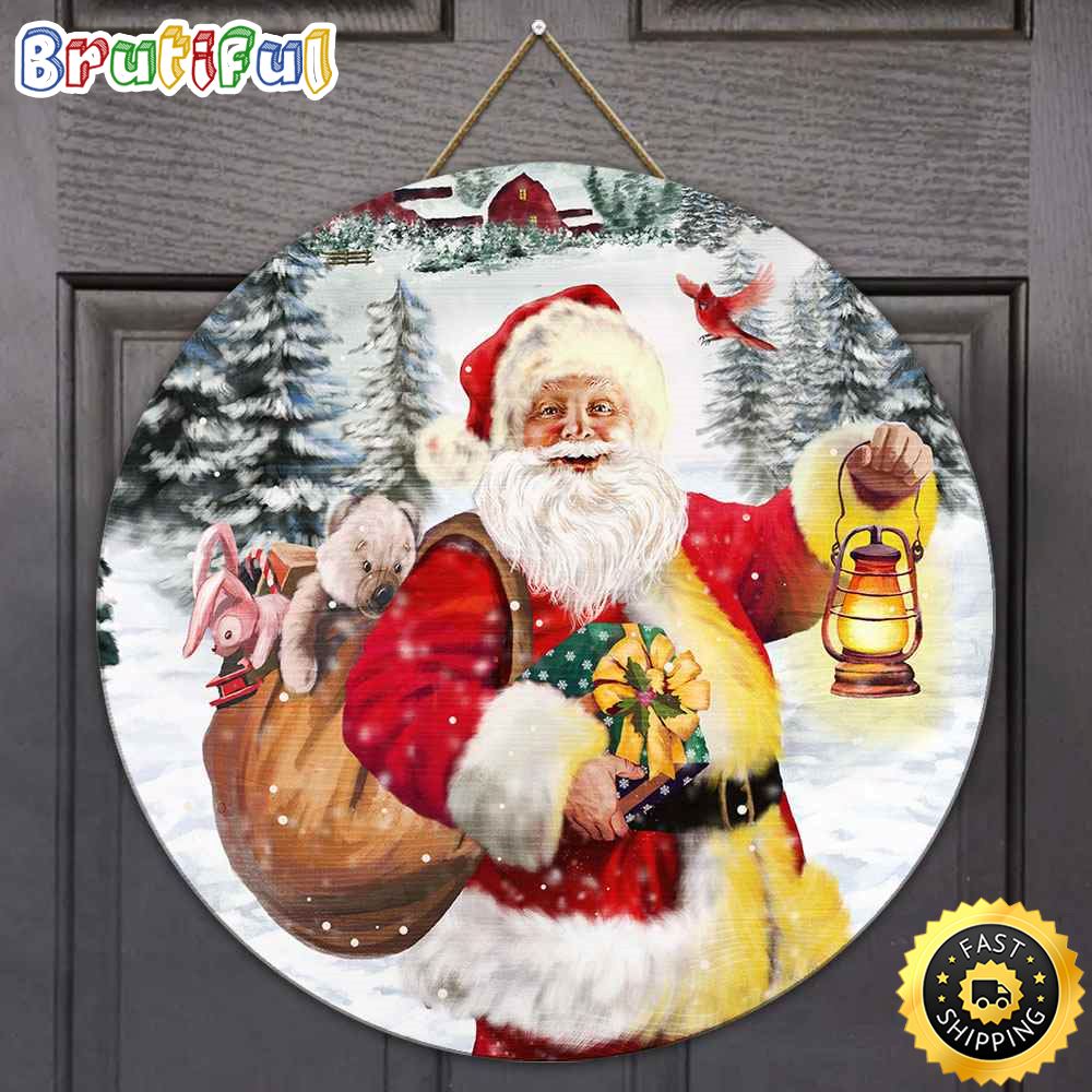 We Wish You A Merry Little Christmas Holiday Santa Christmas Round Sign