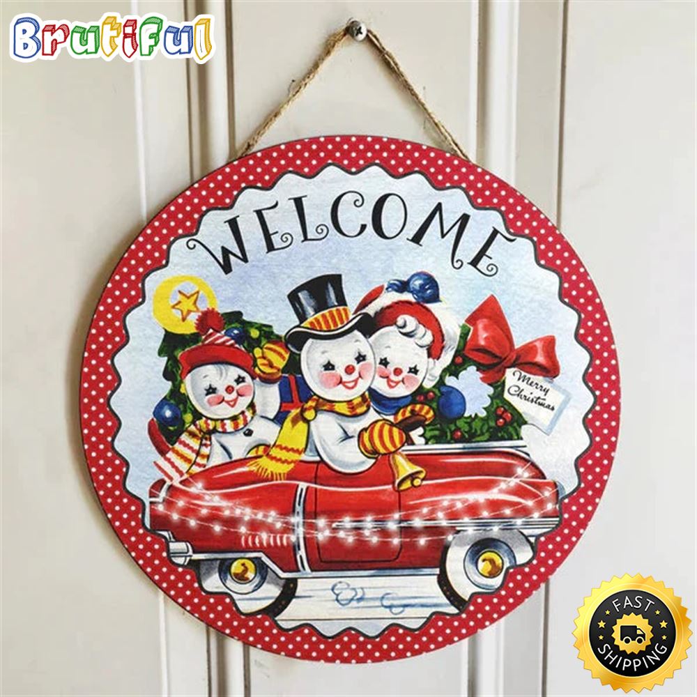 Welcome Christmas House Decor Xmas 2022 Round Christmas Sign