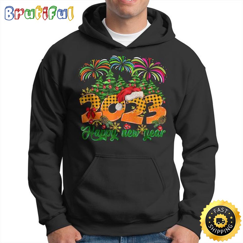 2023 Happy New Year Plaid New Years Eve Party Supplies Unisex Basic T shirt 1