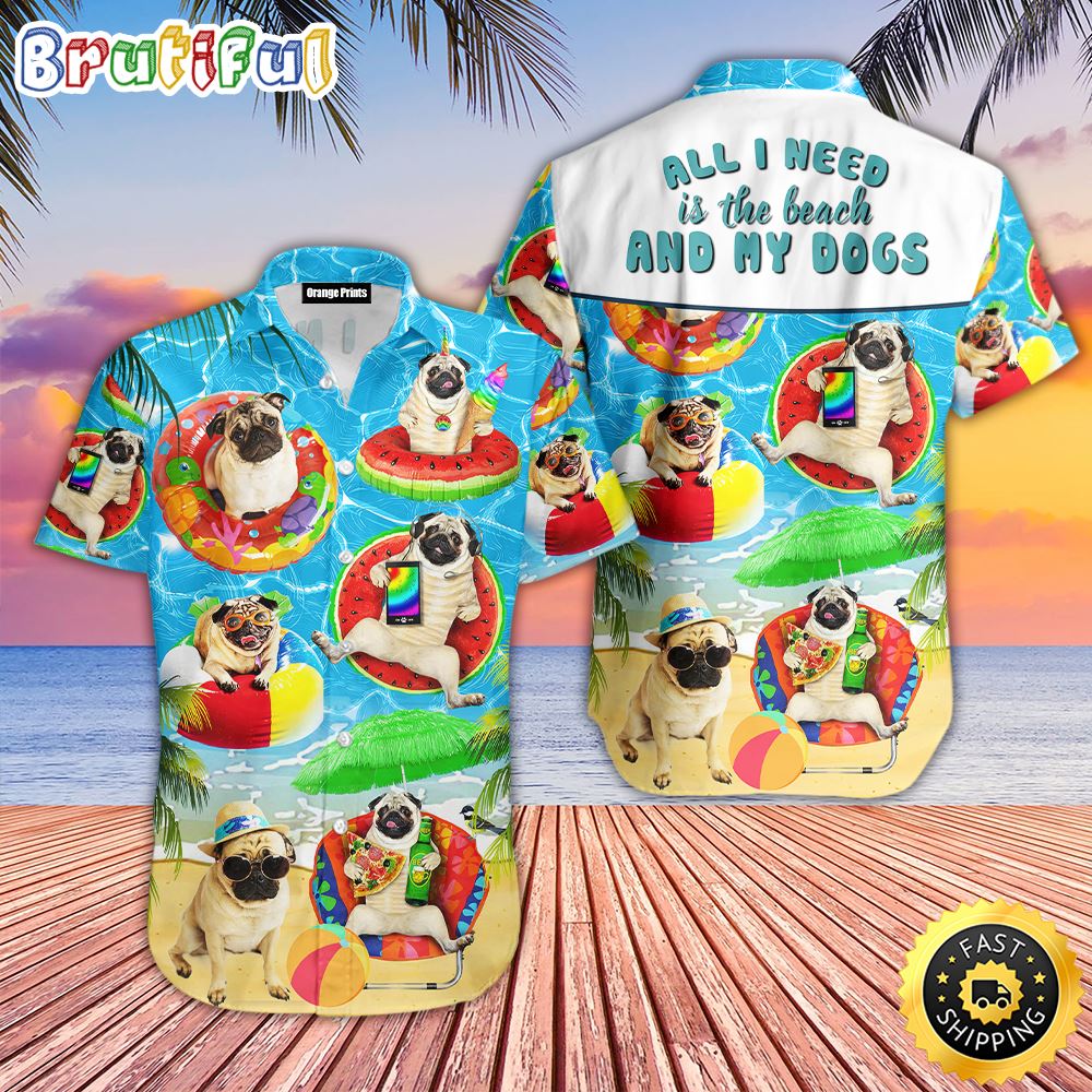 All I Need Is The Beach And My Dogs Hawaiian Shirts Men Dog Hawaiian Shirt Best Gifts For Dog Lovers 1