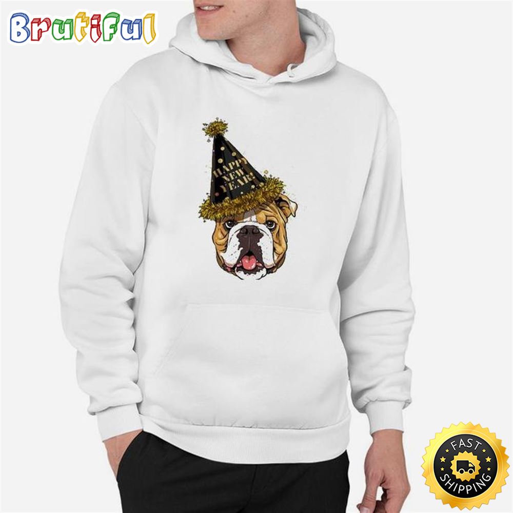 American Bulldog Happy New Year 2023 Dog New Years Eve Party Unisex Basic T shirt 1