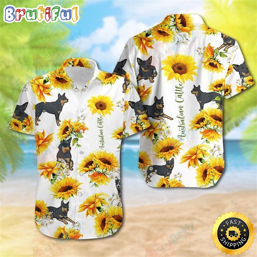 Australian Cattle Dog With Sunflower Hawaiian Shirts Men Dog Hawaiian Shirt Best Gifts For Dog Lovers 1