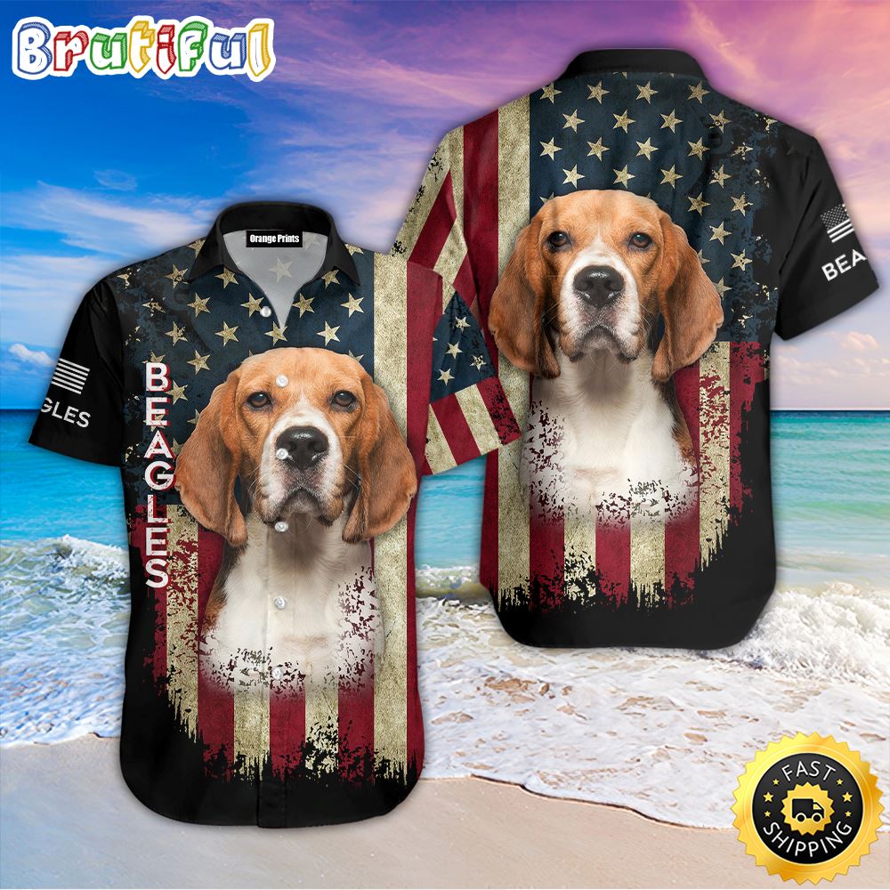 Beagle Dog American Flag Hawaiian Shirts Men Dog Hawaiian Shirt Best Gifts For Dog Lovers 1
