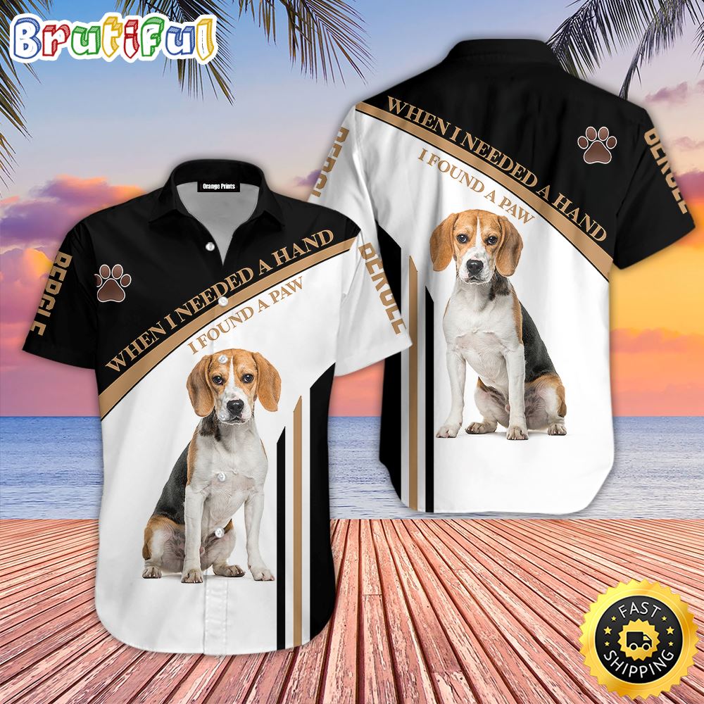 Beagle Dog When I Need A Hand I Found A Paw Hawaiian Shirts Men Dog Hawaiian Shirt Best Gifts For Dog Lovers 1