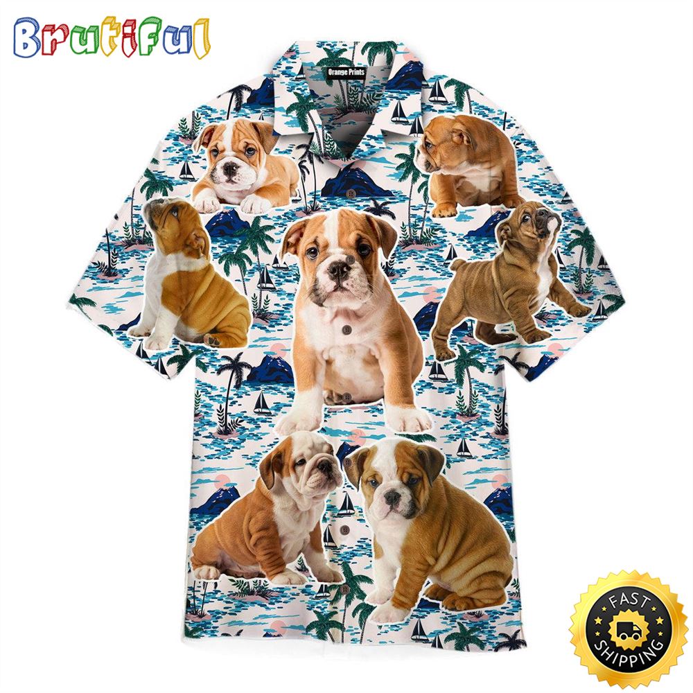 Bull Dog Puppy Hawaiian Shirts Men Dog Hawaiian Shirt Best Gifts For Dog Lovers 1