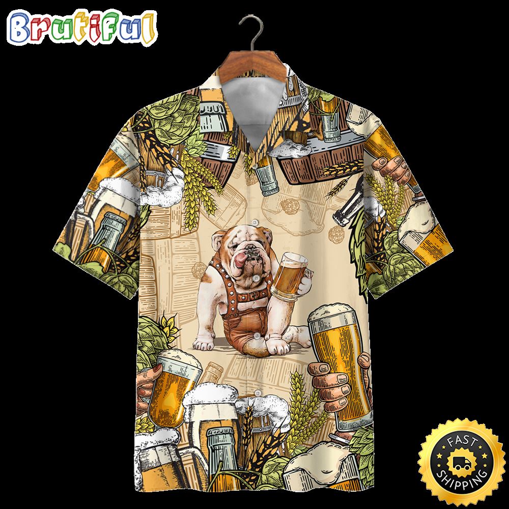 Bulldog And Beer Hawaiian Shirts Men Dog Hawaiian Shirt Best Gifts For Dog Lovers 1