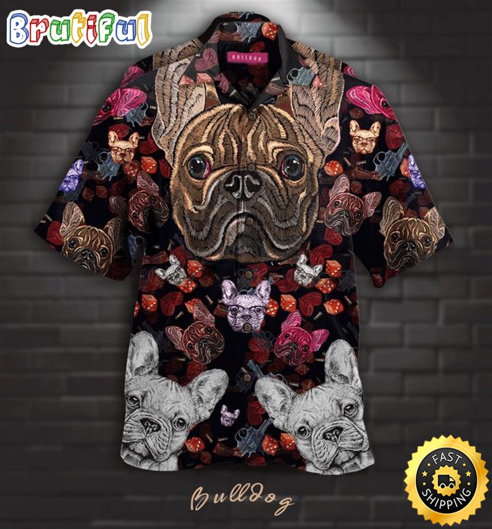 Bulldog Embroidery Hawaiian Shirts Men Dog Hawaiian Shirt Best Gifts For Dog Lovers 1
