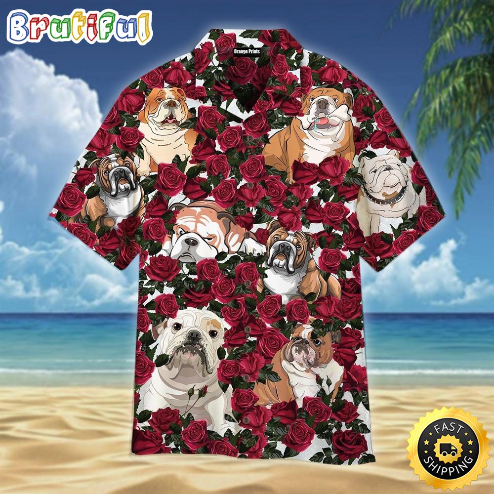Bulldog Love Rose Hawaiian Shirts Men Dog Hawaiian Shirt Best Gifts For Dog Lovers 1