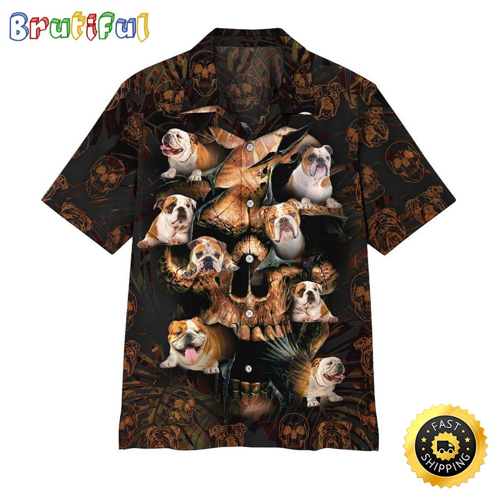 Bulldog Skull Hawaiian Shirts Men Dog Hawaiian Shirt Best Gifts For Dog Lovers 1
