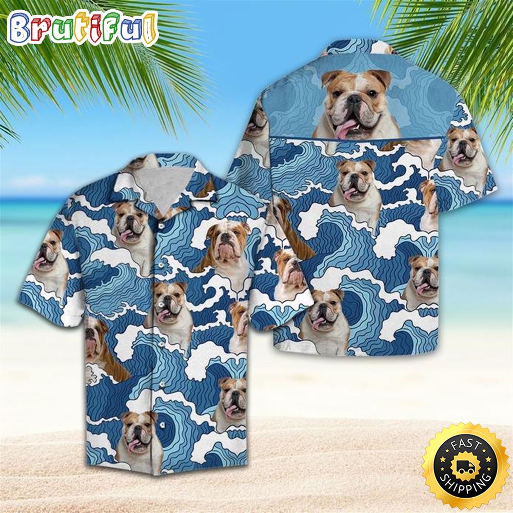 Bulldog Wave Hawaiian Shirts Men Dog Hawaiian Shirt Best Gifts For Dog Lovers 1