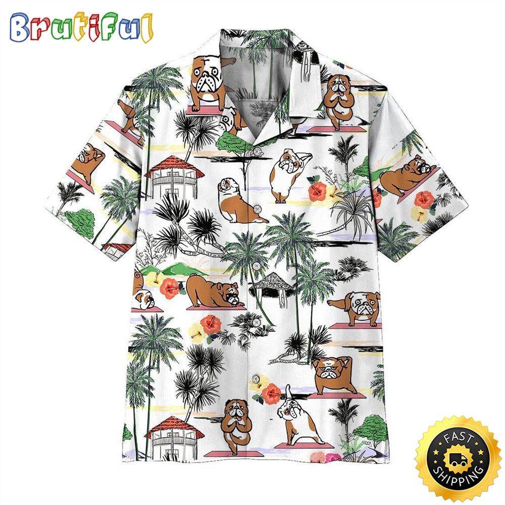 Bulldog Yoga Hawaiian Shirts Men Dog Hawaiian Shirt Best Gifts For Dog Lovers 1