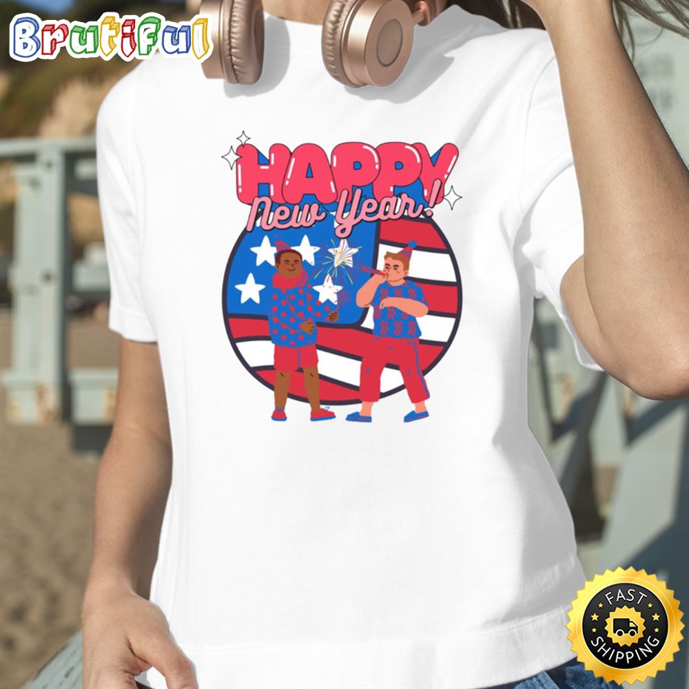 Celabrating Happy New Year Usa 2023 Happy New Year America Unisex Basic T shirt 1