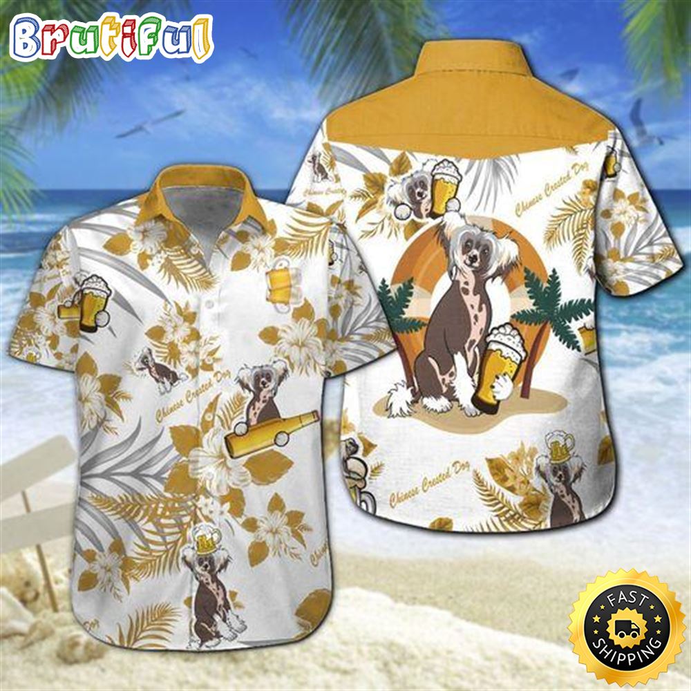 Chinese Crested Dog Beer Hawaiian Shirts Men Dog Hawaiian Shirt Best Gifts For Dog Lovers 1