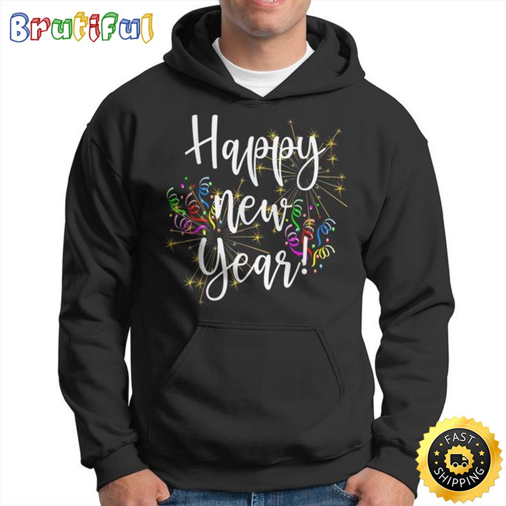 Cute Happy New Year Day Eve Party Fireworks Confetti Costume Unisex Basic T shirt 1