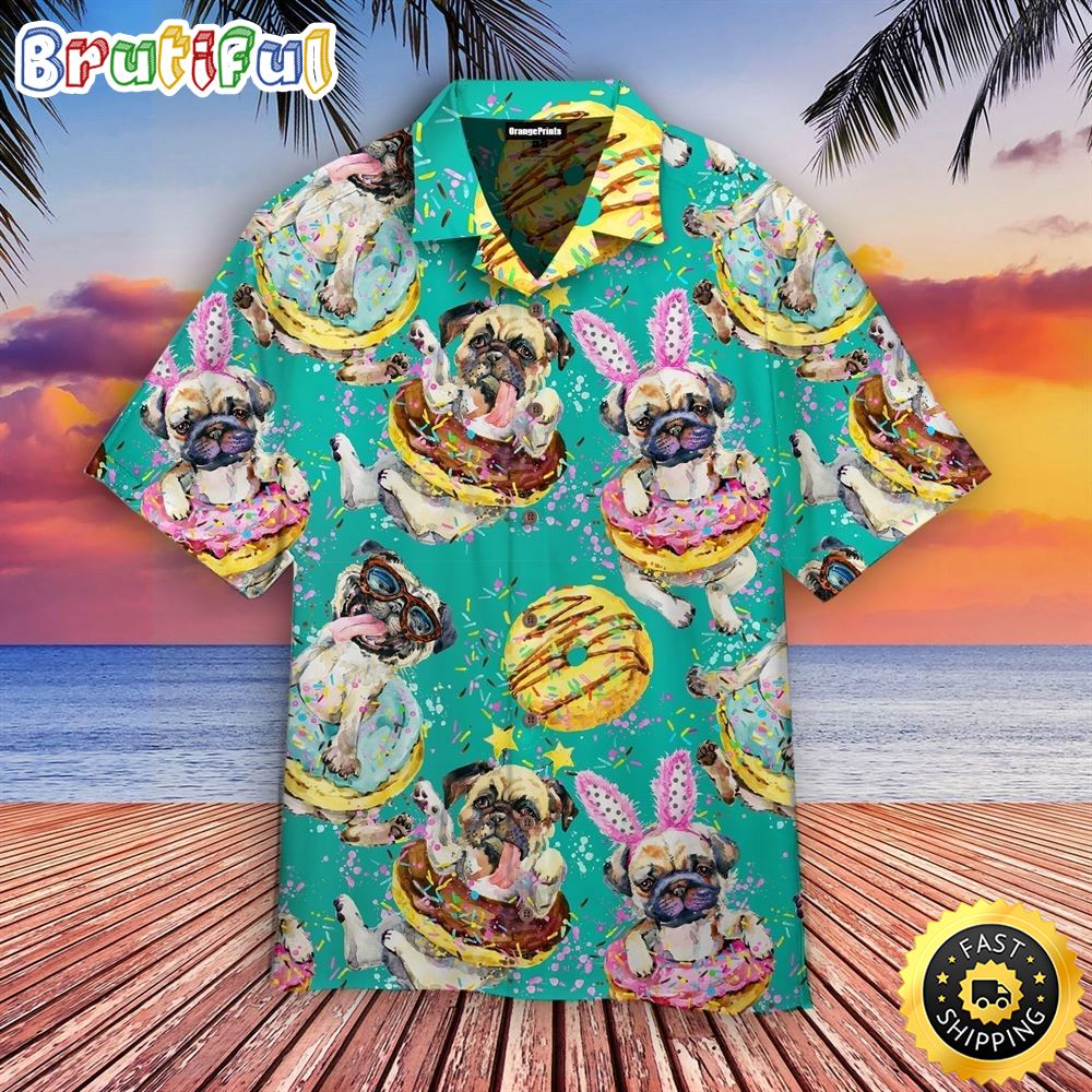 Cute Pug Dog Donuts Hawaiian Shirts Men Dog Hawaiian Shirt Best Gifts For Dog Lovers 1