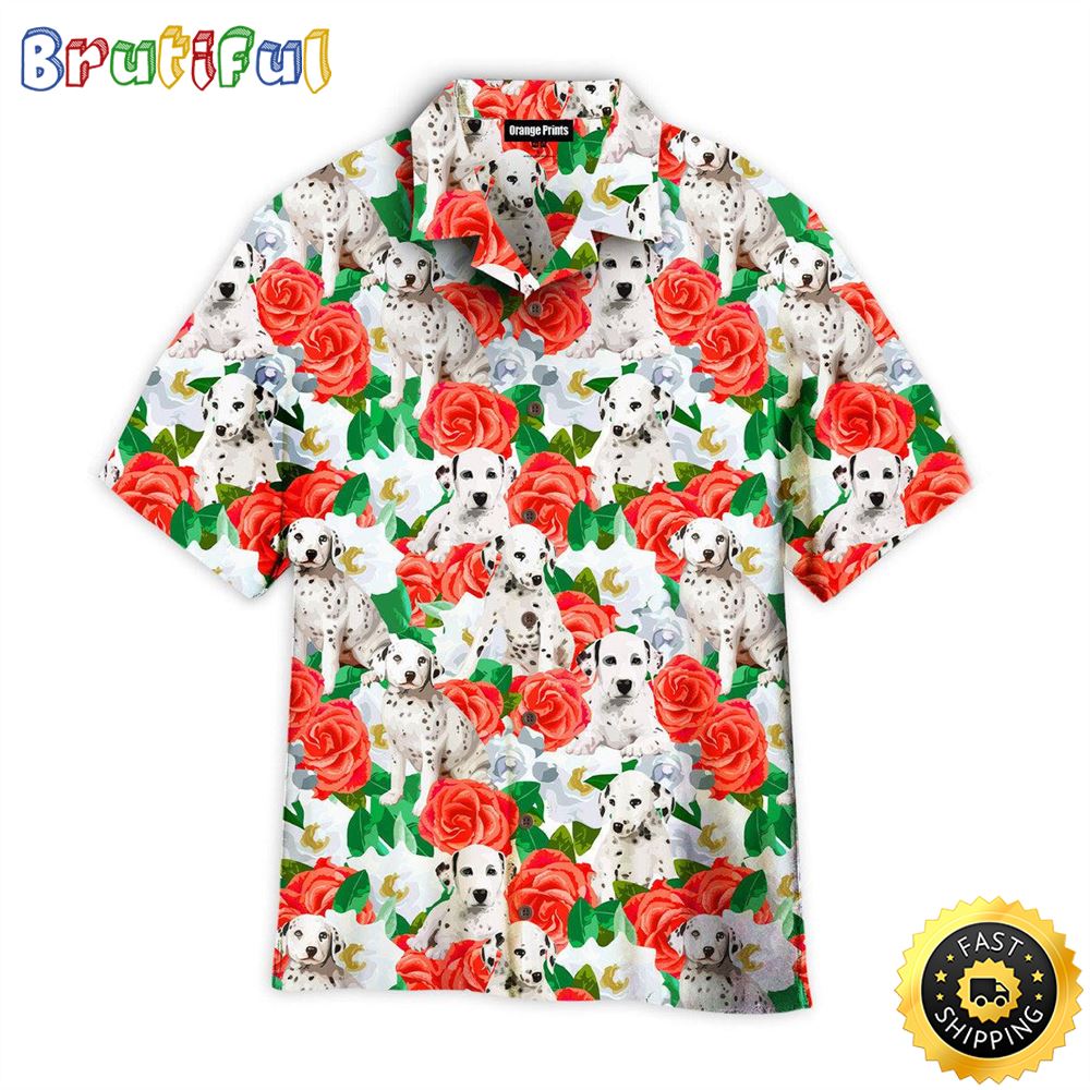 Dalmatins Dog In Red Flowers Hawaiian Shirts Men Dog Hawaiian Shirt Best Gifts For Dog Lovers 1