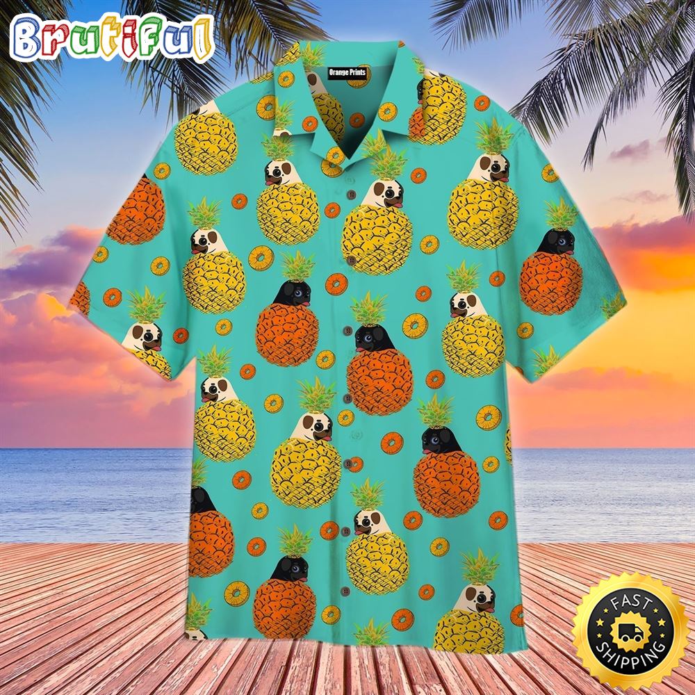 Dog In Juicy Pineapple Print Hawaiian Shirts Men Dog Hawaiian Shirt Best Gifts For Dog Lovers 1