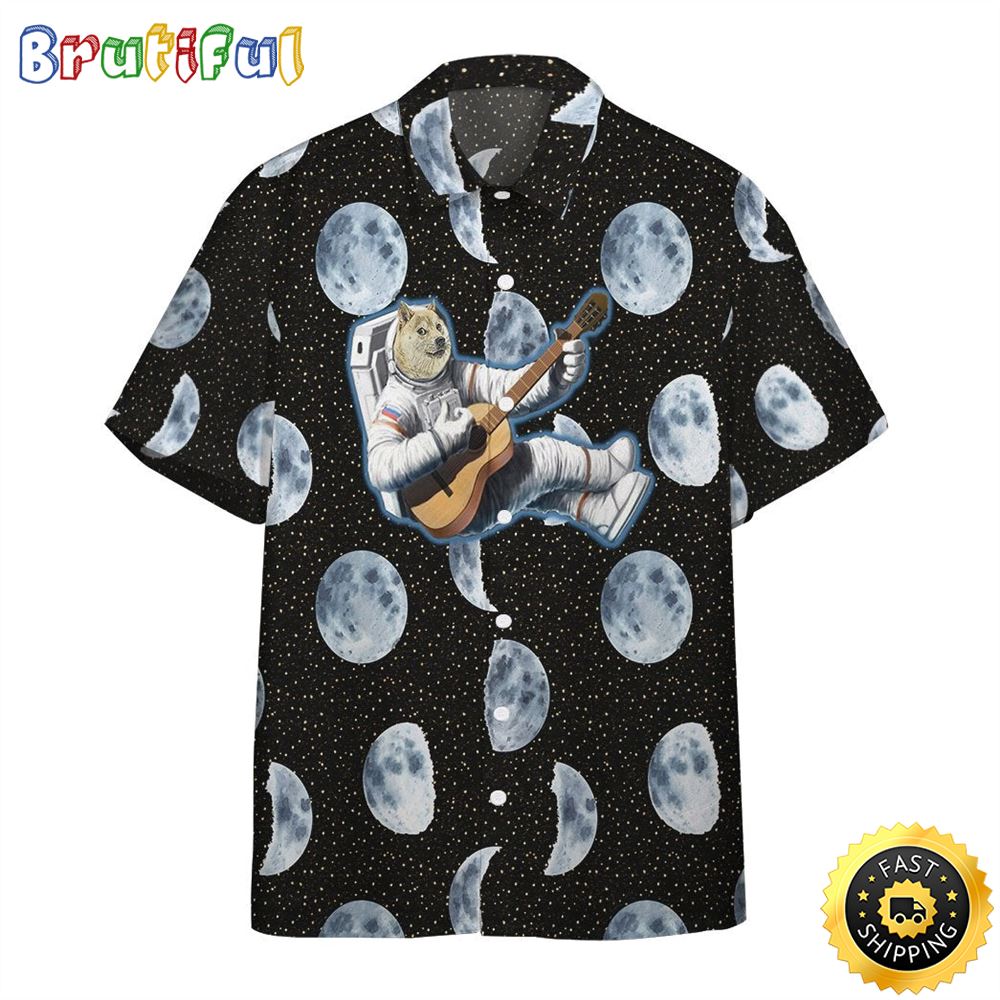Doge Astronaut Playing Guitar Hawaiian Shirts Men Dog Hawaiian Shirt Best Gifts For Dog Lovers 1