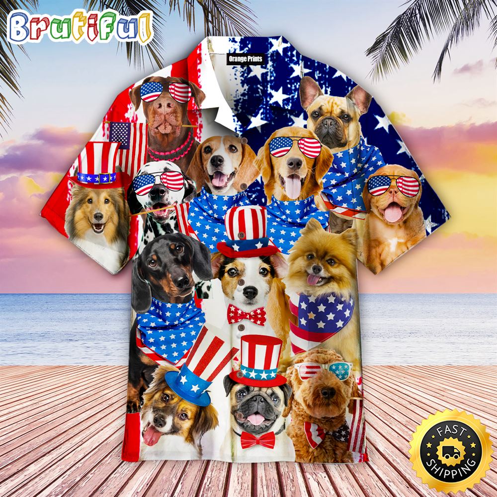 Dogs Love Independence Day Style Dog Hawaiian Shirt Mens Hawaiian Shirt Gifts For Dog Lovers 1